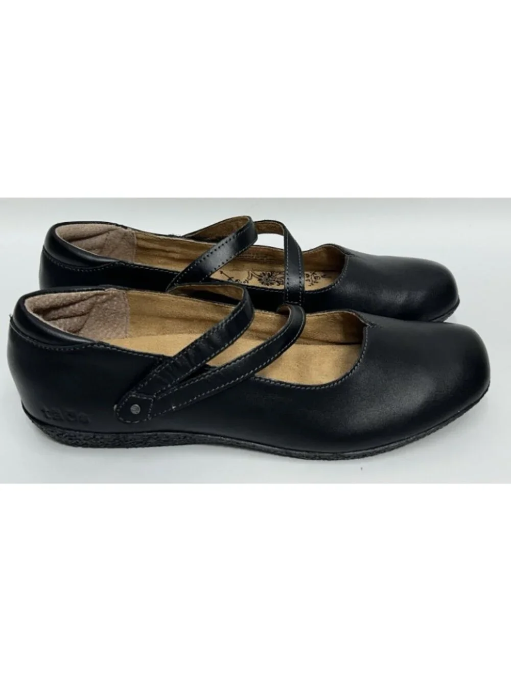 NEW Taos Banter Flats Leather Double Mary Jane Strap Black Women 8.5 MSRP $165